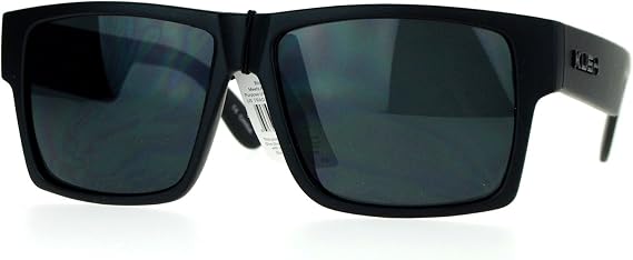 Kush Gangster Rectangular Squared All Black Horn Rim Sunglasses
