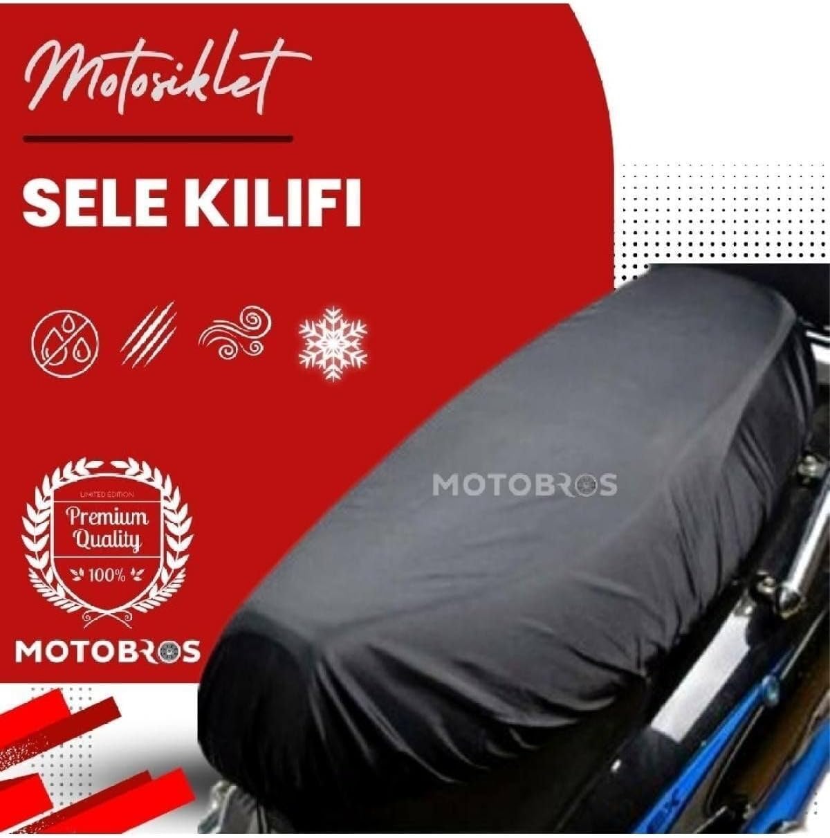 Motobros Vespa Primavera 150 Uyumlu Motosiklet Siyah Sele Kılıfı, Su Geçirmez Kumaş