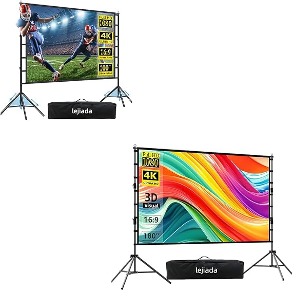 100"+180" Ultimate Projector Screen Bundle - Portable Home Theater & Giant Outdoor Cinema Set