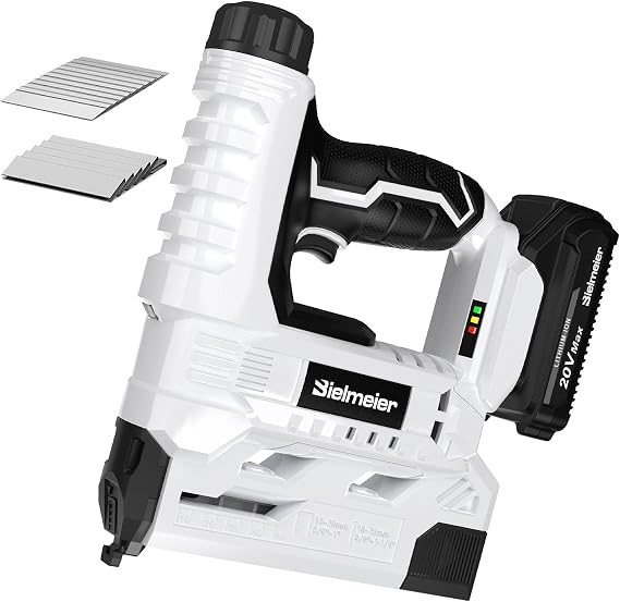 BIELMEIER 20V Nail Gun Battery Powered, 18 Gauge 2 in 1 Upgraded Cordless Brad Nailer Stapler for Upholstery and Carpentry, Electric Staple Gun Include 2.0Ah Battery, 1600 Pcs Staples and Nails