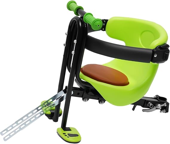 Child Bike Seat with Handrail Safety Stable Baby Child Kid Bicycle Bike Front Seat Cushion Chair,with Adjustable Footrest,Height Adjustbale