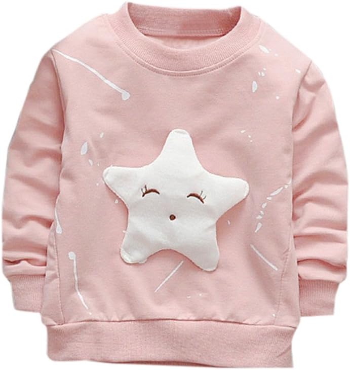 Infant Toddler Girls Boys Fall Winter Clothes Long Sleeve T-Shirt 0-2 Years Old,Cute Baby Star Printed Cotton Top