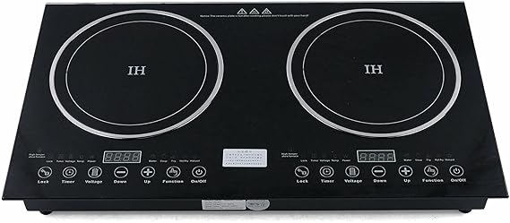 Electric Induction Cooker - Portable 2600W 8 Gear Firepower Electric Dual Induction Cooker Cooktop Countertop Double Burner Suitable for Cast Iron, Stainless Steel Cookware and Kitchen or Resturant