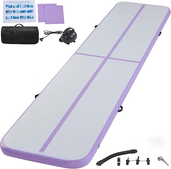 Inflatable Tumble Track Gymnastics Mat, 3m/4m/5m/6m Air Mat with Pump, Portable Air-Filled Tumbling mat for Home, Cheer, Yoga, Kids & Adults – Non-Slip & Waterproof
