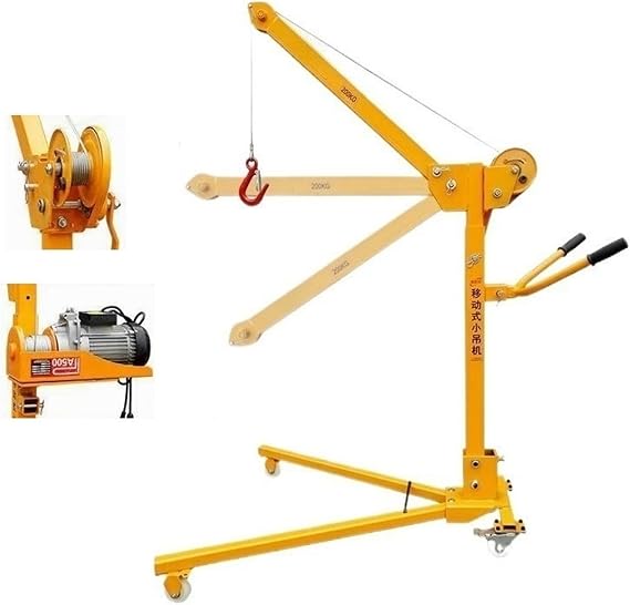 Manual Crane, Electric Household Vehicle Hoist, Mobile Portable Small Crane DOLUNTO (Color : 500kg hand cranked+electric 220V)