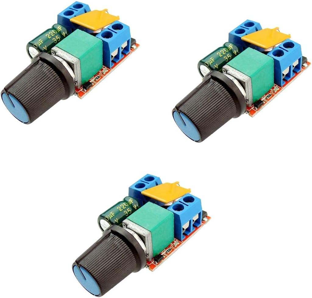 HiLetgo 3pcs DC Motor PWM Speed Controller 3V 6V 12V 24V 35V Speed Control Switch Mini LED Dimmer DC 3V-35V 5A 90W