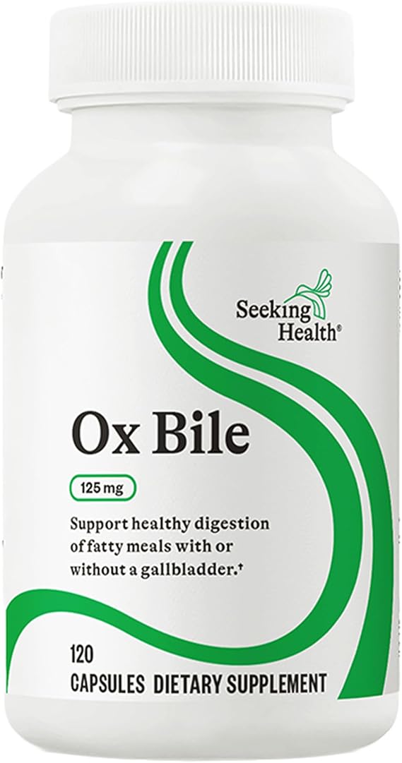 Seeking Health Ox Bile 125 - Digestive Enzyme & Gallbladder Support Supplement - Vegetarian Capsule with Digestive Enzymes - 120 Capsules