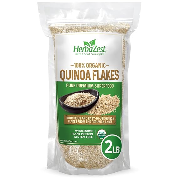 HerbaZest Organic Quinoa Flakes 2 lb, Gluten-Free, Complete Plant Protein