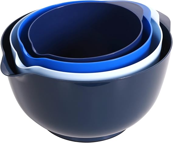 BoxedHome Classic Mixing Bowls Set of 4, BPA Free Plastic, Microwave Safe
