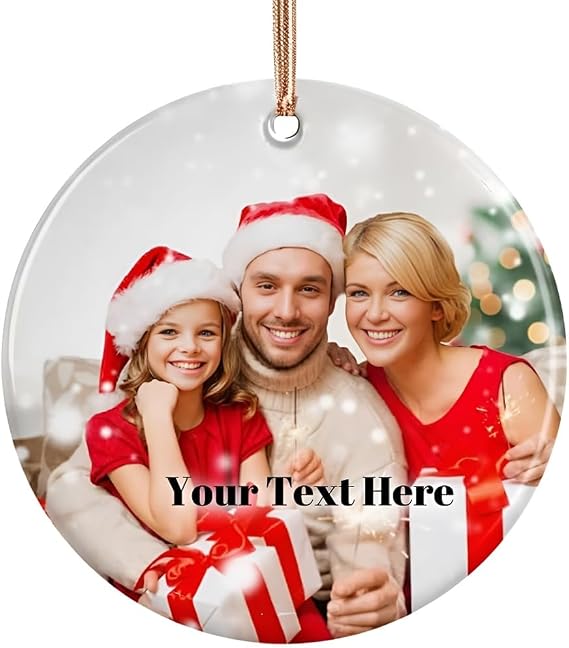 Personalized Christmas Ornaments with Photo, Custom Glass Picture Ornament with Names, Xmas Tree Crystal Decoration, Family 2025 Memorial Gift