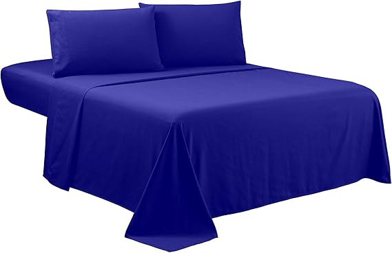 Royal Blue Bed Split Queen Sheet Set 5 Piece Adjustable Bed Set 28 Inch Deep Pocket Bedding Set Sheet & 2 Pillow Case Set