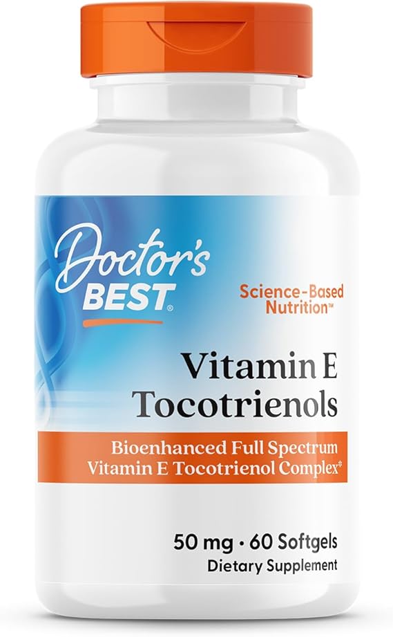 Doctor's Best Vitamin E Tocotrienols contains TocoGaia ULTRATM bioenhanced full spectrum vitamin E complex, 60 Count