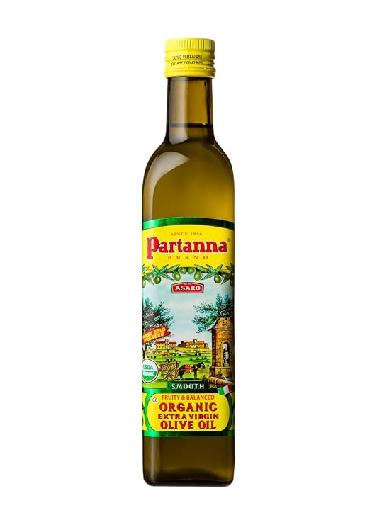 Partanna Organic Extra Virgin Olive Oil, 16.9 oz (500 ML) Glass