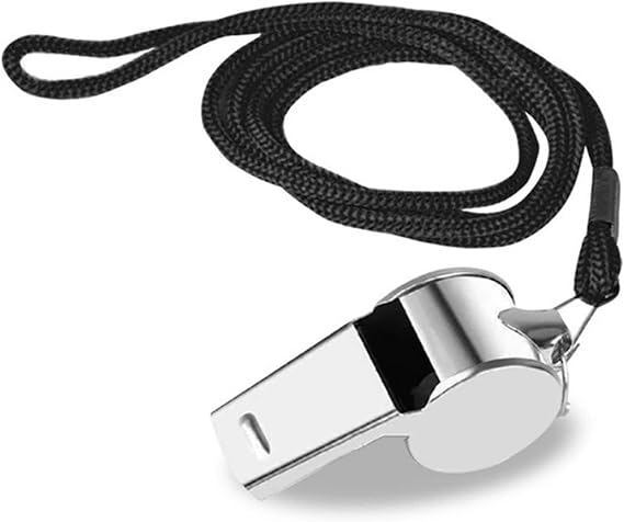 Metal Referee Whistle, Stainless Steel Whistle, Sports Whistles Loud Sound Whistle with Lanyard, Ideal for Football Coaches and Officials