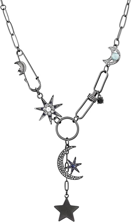 Gothic Punk Layered Long Necklace, Goth Emo Grunge Necklace, Halloween Christmas Jewelry Gift For Women