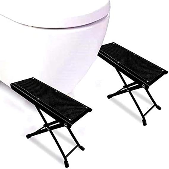FIGO One Pair Folding Squatting Stool | Multi-Function Foldable 7-9" Height Squatting Toilet Step Stool | Multi-Function Toilet Stool Portable Step for Home Bathroom (Black)