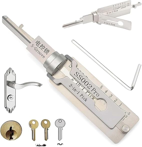2 in 1 Master Key Decoder Stainless Lock Pick Kit Repair and Maintenance Kit