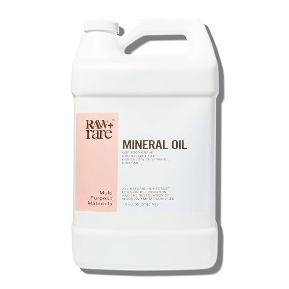 Raw Plus Rare Cutting Board Mineral Oil 1 Gallon | Bulk, Kosher-certified food-safe oil that conditions wood, cast iron, and blades