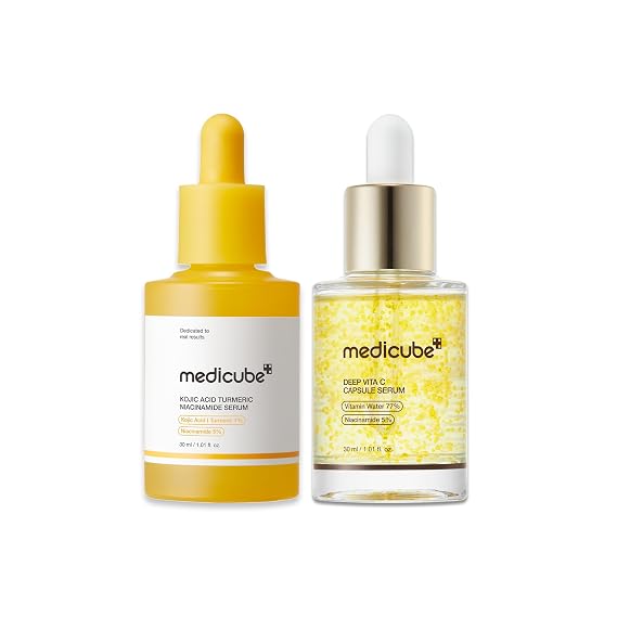 medicube Deep Vita C Clear Capsule Serum Duo: Kojic Acid Turmeric Capsule Serum and Deep Vita C Capsule | Tone Balancing Care Duo, Korean Skincare