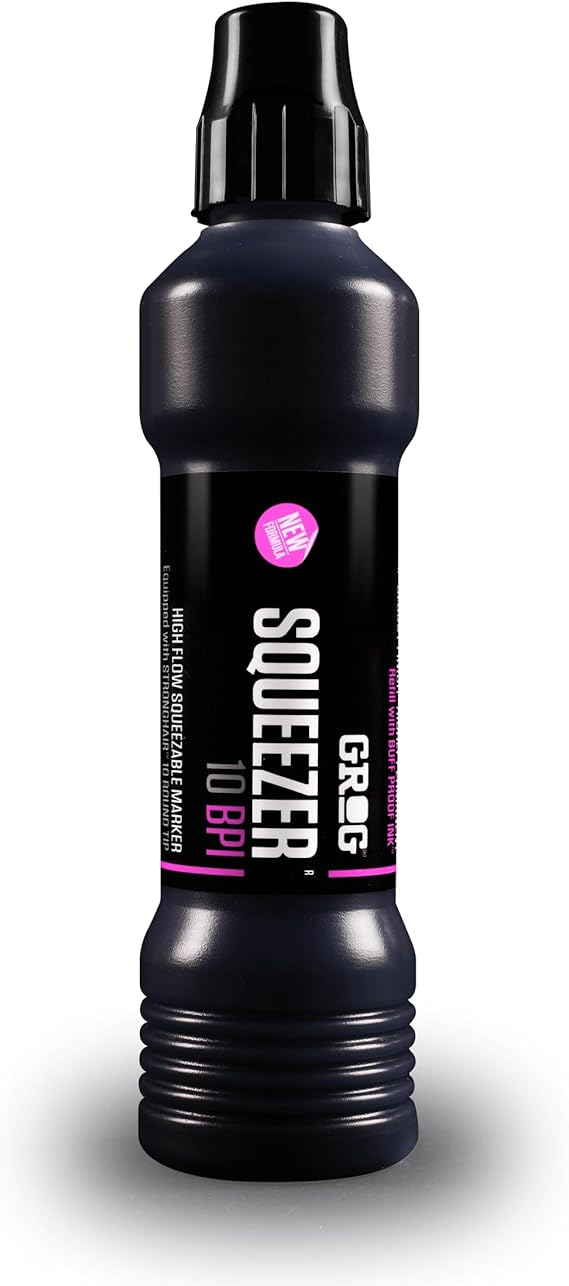 Grog 10 Squeezer - 10mm Refillable Ink Marker Pen - Supplied By Graff-City (Death Black - BPI-01)