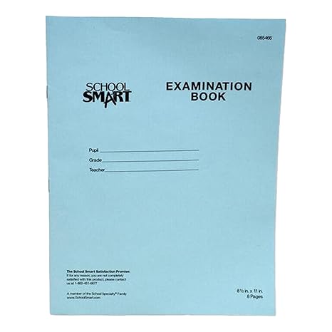 School Smart Examination Blue Book with 8 Pages, 8-1/2 x 11 Inches, Pack of 100 Books
