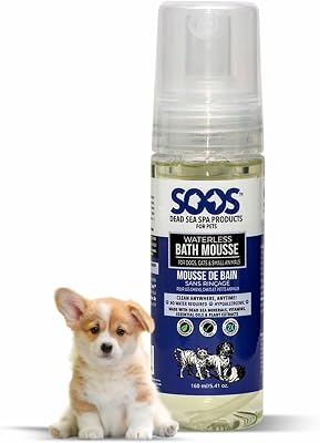 Soos Pet Waterless Bath Mousse for Dogs and Cats | Natural Dead Sea Minerals | Cleans Dirty Paws, Provides Smoothness Shine, Strength, Thickness - 160 ml