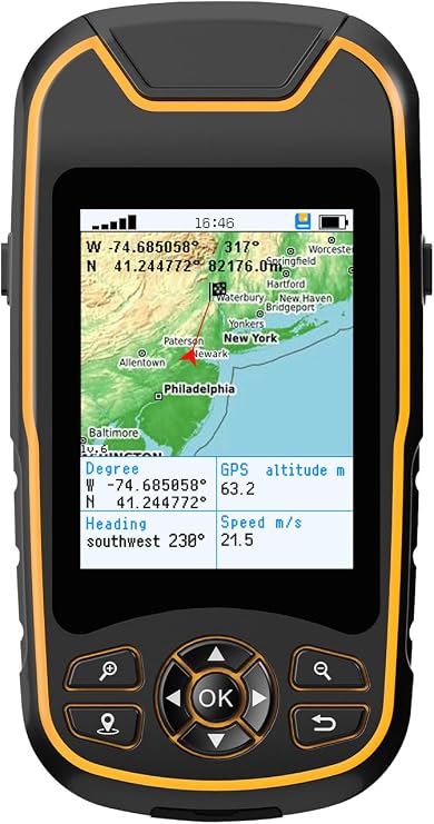 Handheld GPS for Hiking, Rugged and Waterproof Handheld GPS Navigator, 3.2" Sunlight Readable Screen, Compact Satellite Handheld GPS with USA Topo Map, Multi-GNSS Support, Extra Battery Life