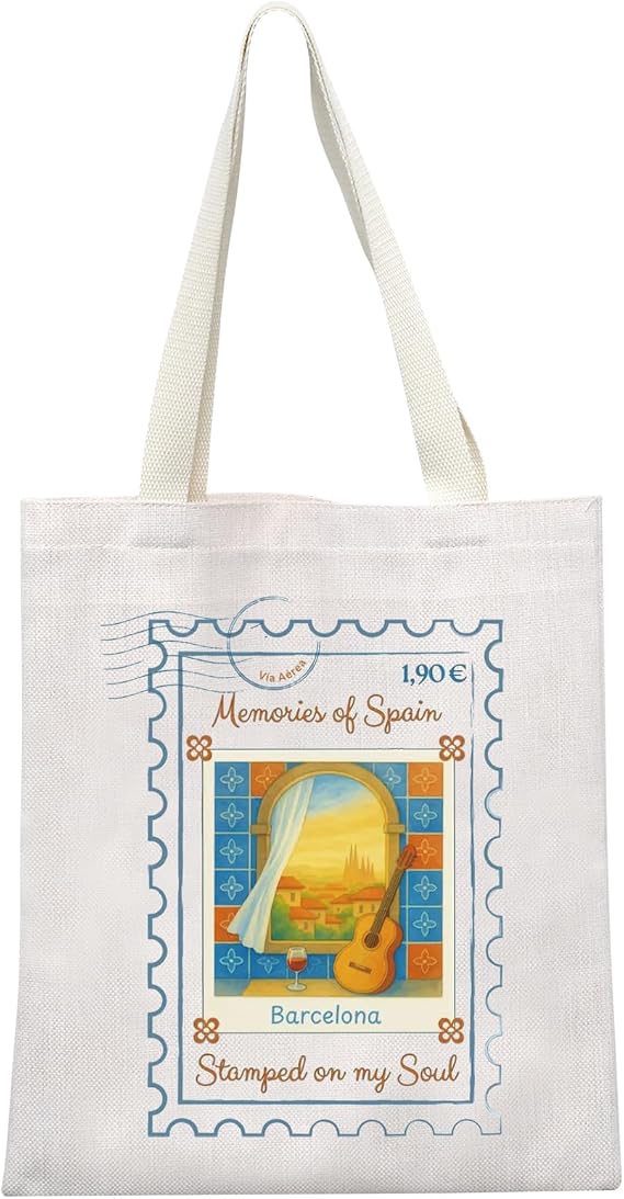 MEIKIUP Barcelona Canvas Tote Bag Barcelona Spain Trip Merchandise Barcelona Travel Souvenirs Shopping Bag