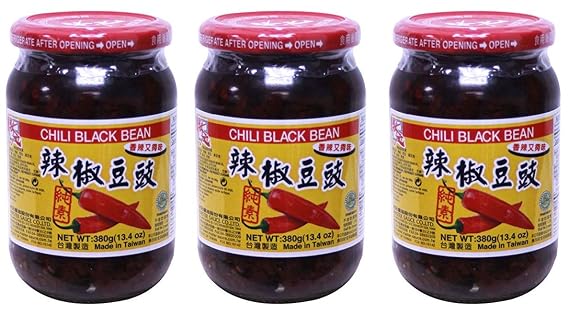 douchi Femented Black bean sauce for Asian cooking 13.4oz (Spicy Black Bean 13.4 oz, 3 Bottles)