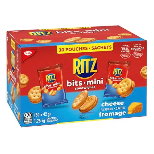Mini Ritz Bits Sandwiches Cheese Flavoured, 30 Snack Bags, 1.2kg44.4oz Shipped from Canada