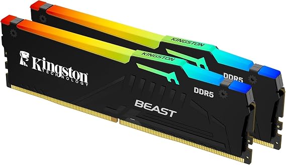 Kingston Beast RGB 64GB DDR5 6000MT/s CL36 DIMM Desktop Ram Kit (2x32GB) - KF560C36BBEAK2/64TR