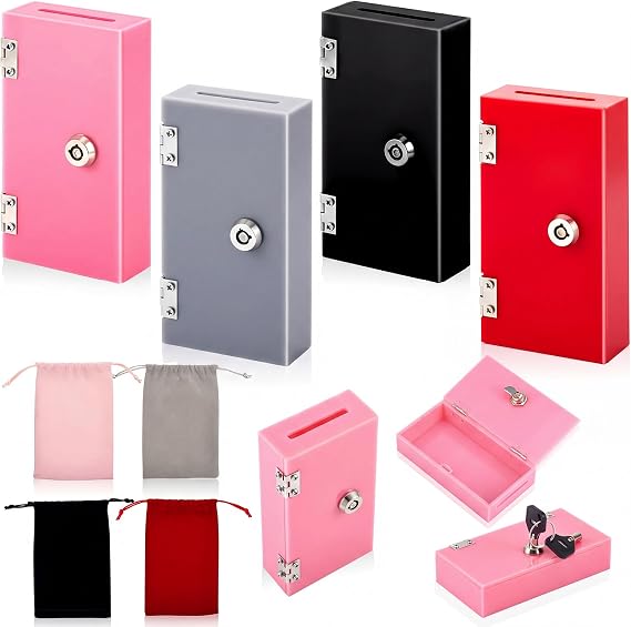Croblissful 4 Sets Lock Cash Box with Key, Money Bank, Casino Winning Safe