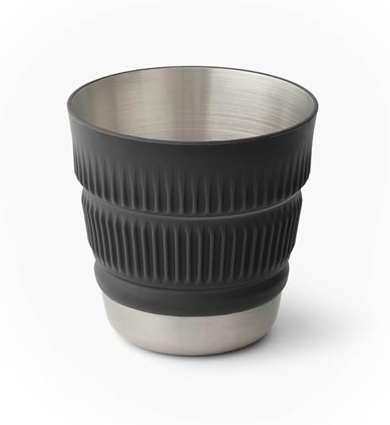 Sea to Summit Detour Stainless Steel Collapsible 16 Ounce Camp Mug, Beluga Black | Collapsible stainless steel camp mug folds to 125 inches and expands to a full 16-ounce capacity for hot or cold drinks