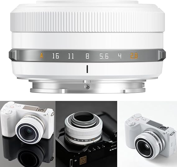 TTARTISAN 27 mm F2.8 Lens Auto Focus APS-C for Mirrorless Camera Only for Sony E-Mount Cameras A5000 A6600 NEX-3 NEX-3N NEX-7 NEX5 CA7 A7I A7R A7S A7SI A7SII A9 and More (White)