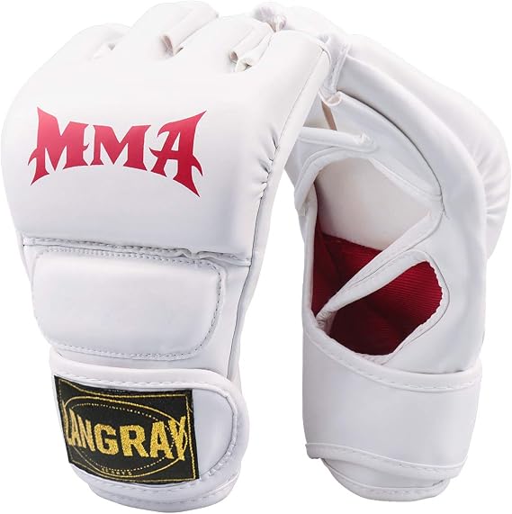 LangRay Open Finger Gloves Boxing Gloves MMA Boxing Muay Thai Karate Taekwondo Training Gloves for Men Women