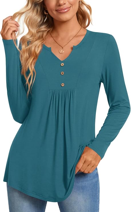 CATHY Womens Long Sleeve Tunic Tops Fall Shirts Dressy Casual Blouses