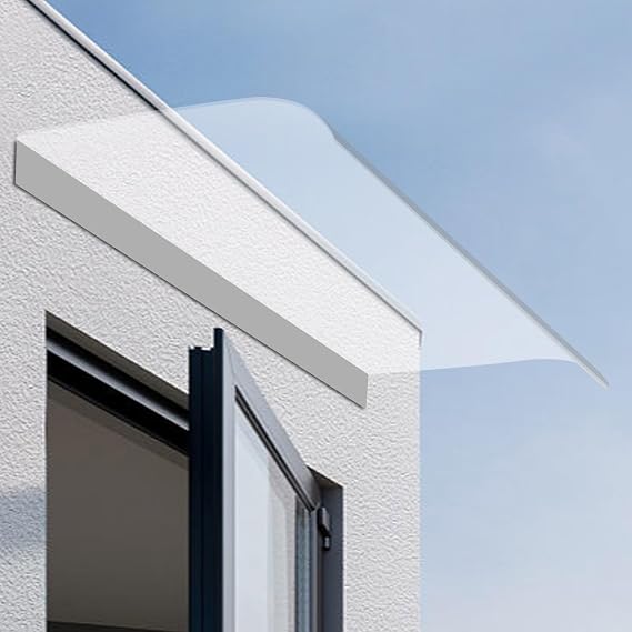 Clear Door Canopy Awning, UV Protection Rain Snow Shelter, Thicken Clear Cover Maintenance-Free Awning for Front Door/Porch Patio Roof (23.6" x 15.75")