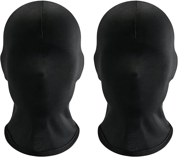 Pack of 2 Black Masks Halloween Mask Spandex Full Face Mask Costume