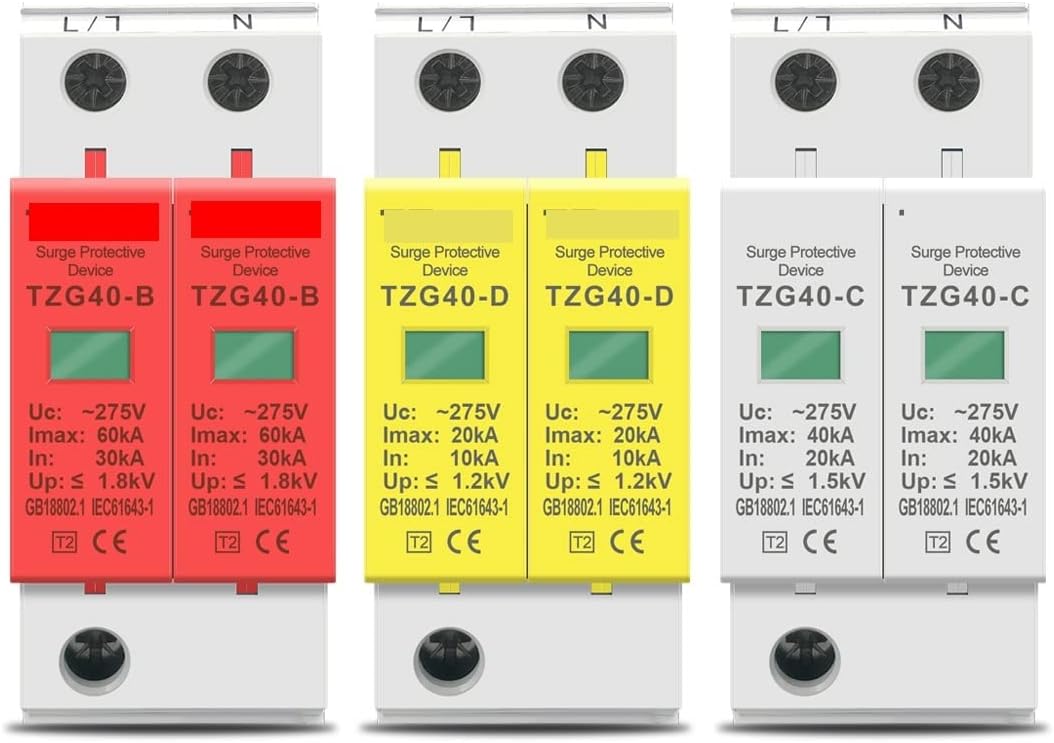 Circuit Breaker AC SPD 2P 20ka~40ka 275V House Surge Protector Protection Guard Low Voltage Arrester Device20-40ka,385V