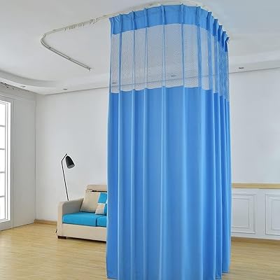 TTZ Hospital Curtain with Flat Hooks for Hospital Medical Clinic SPA Lab Cubicle Curtain Divider Privacy Screen Color : Dark Blue, Size : 15ft Wide x 7ft Tall