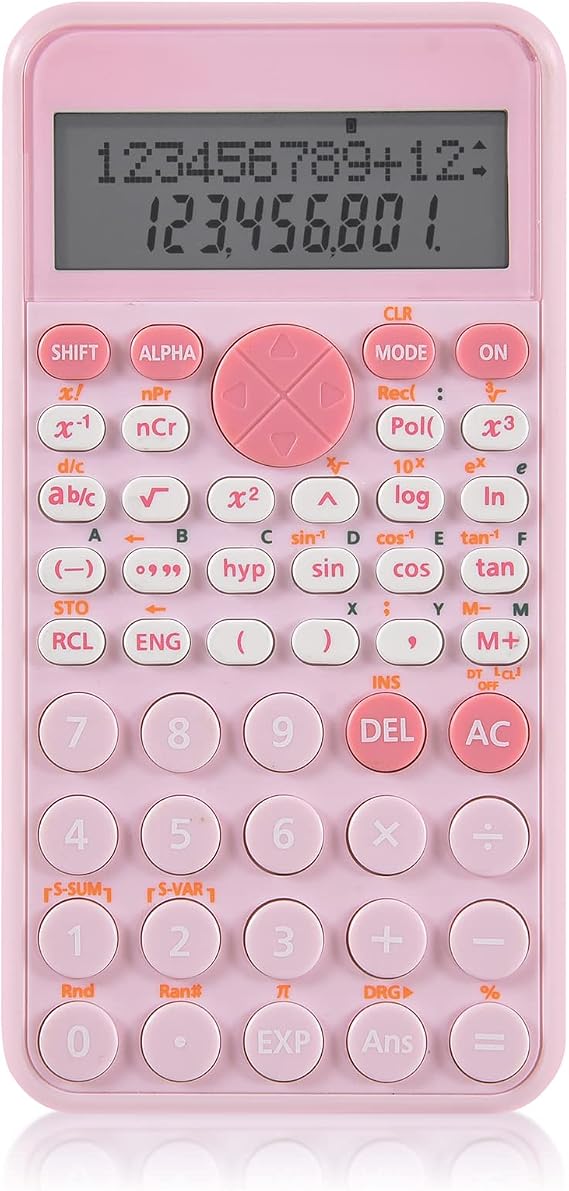 EooCoo 2-Line Standard Scientific Calculator, Portable and Pink School Supplies, Back to School Supplies for Primary Middle High School & College Students