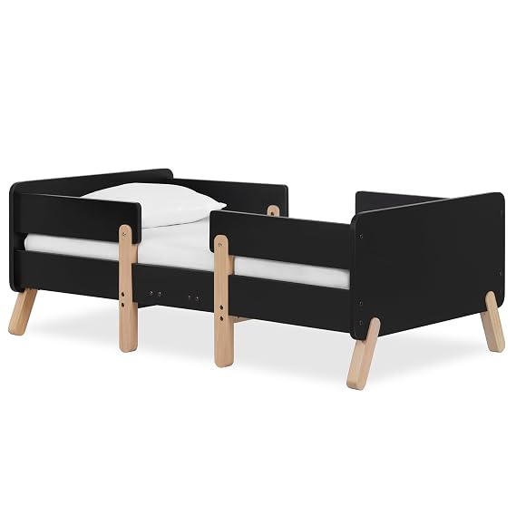 Dream On Me Osko Convertible Toddler Bed Made with Sustainable New Zealand Pinewood in Black, BSA & Greenguard Gold Certified, Non-Toxic Finish
