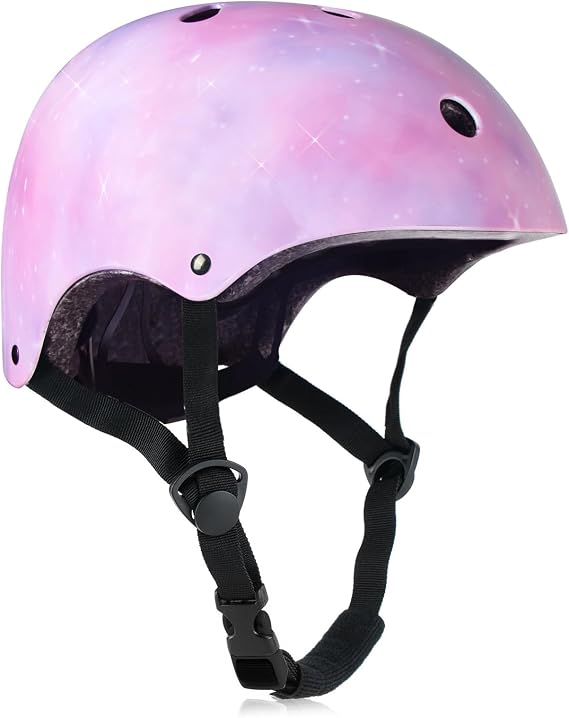 Kids Bike Helmet for Girls Toddler Youth CPSC Certified, Adjustable Starry Pink Protective Helmets for Multi-Sports Cycling Skateboard Scooter Skating