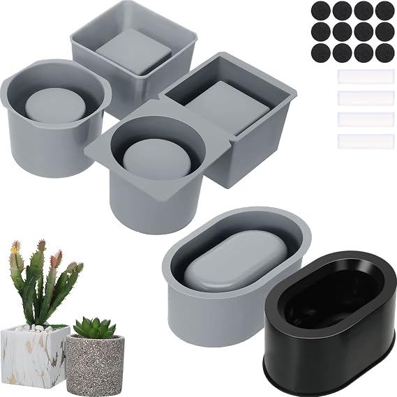 3 Pack Concrete Mold Silicone Planter Mold for Cement Pot DIY Succulent Pot