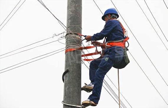 HUAWELL Electric Utility Pole Climbing Set,Pole Climbing Shoes with Adjustable Diameter, High-Intensity Mn Steel Alloy for Electrician Pole Smooth Pole, Pair by Set