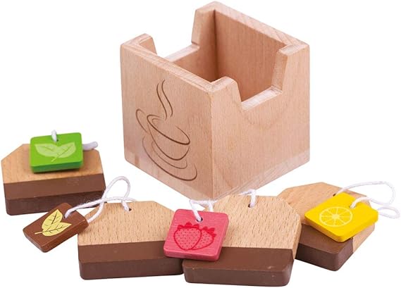 Bigjigs Toys Wooden Pretend Play Tea Bags - Children's Roleplay Food Kitchen Accessories