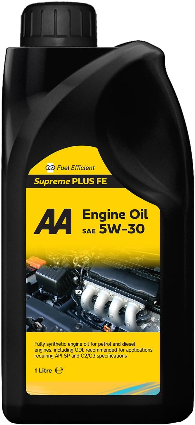 AA Engine Oil SAE 5W-30 Supreme PLUS FE, 1 Litre, Fully Synthetic for Petrol and Diesel Engines, API SP