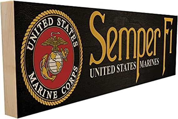 SEMPER FI Wooden Sign Rustic Marine Corps Decor for Veterans & Patriotic Homes Solid Wood Wall Art for USMC Pride Military Gift for Marines, Men & Women 4x12 Inch