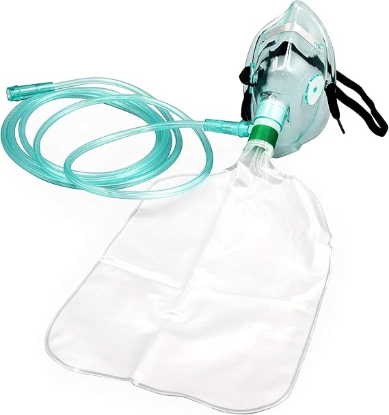 2PCS Adult Non-Rebreather Oxygen Mask with Reservoir Bag - Size L