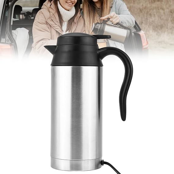 750ml Portable Electric Travel Bottle Car Electric Kettle for Heating Water Coffee Milk Tea Stainless Steel Car Water Boiler (12V Car Water Heating Kettle)